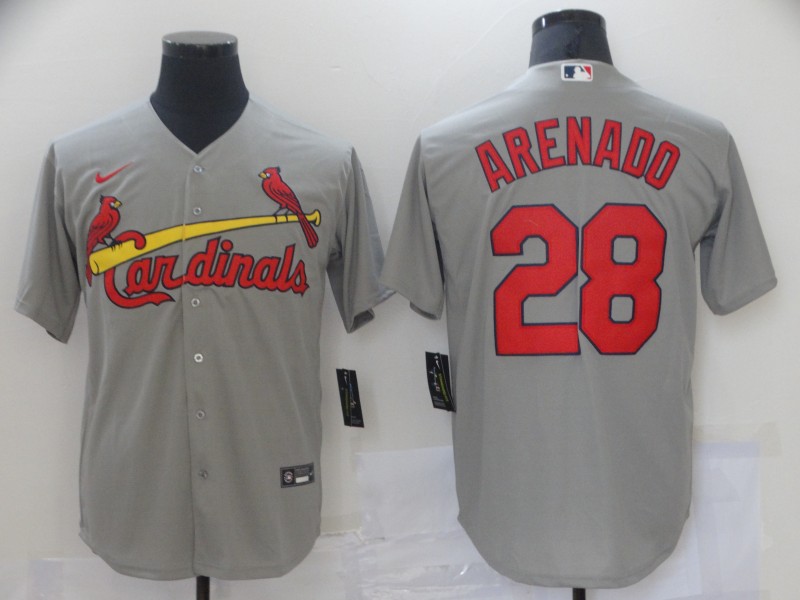 Men St.Louis Cardinals #28 Arenado Grey Game 2021 Nike MLB Jersey